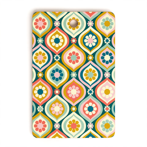 Jenean Morrison Ogee Floral Multicolor Cutting Board Rectangle