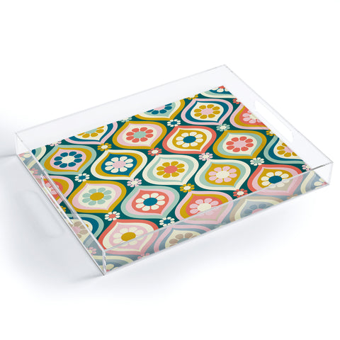 Jenean Morrison Ogee Floral Multicolor Acrylic Tray