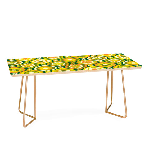 Jenean Morrison Ogee Floral Orange and Green Coffee Table