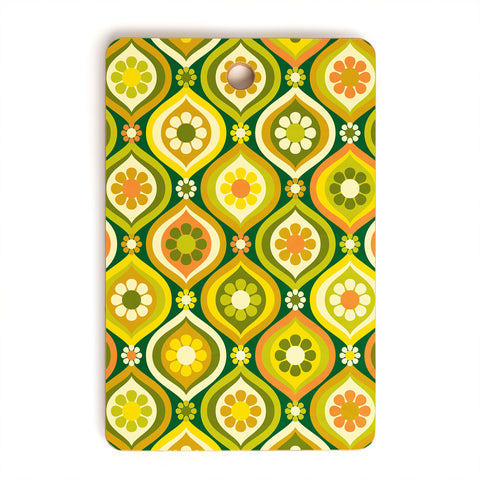 Jenean Morrison Ogee Floral Orange and Green Cutting Board Rectangle