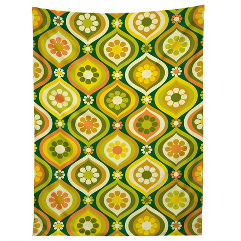 Jenean Morrison Ogee Floral Orange and Green Tapestry