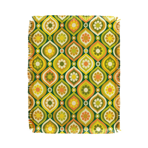 Jenean Morrison Ogee Floral Orange and Green Throw Blanket