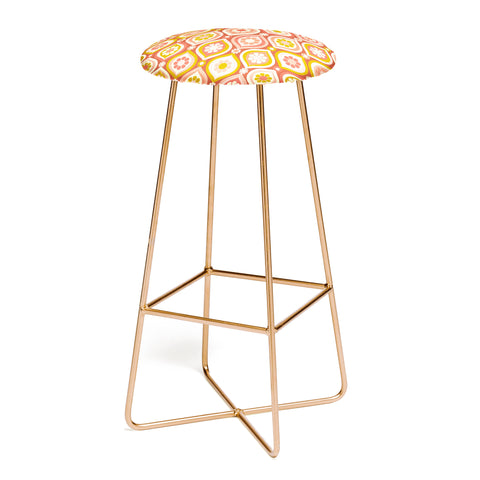 Jenean Morrison Ogee Floral Pink Bar Stool