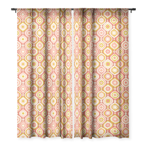 Jenean Morrison Ogee Floral Pink Sheer Window Curtain