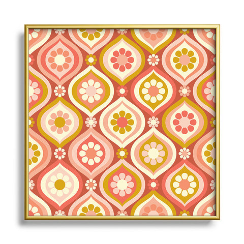 Jenean Morrison Ogee Floral Pink Metal Square Framed Art Print