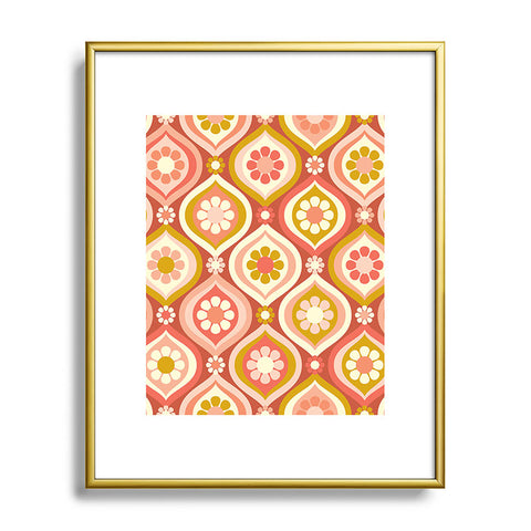 Jenean Morrison Ogee Floral Pink Metal Framed Art Print
