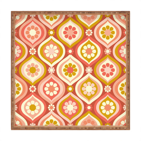 Jenean Morrison Ogee Floral Pink Square Tray