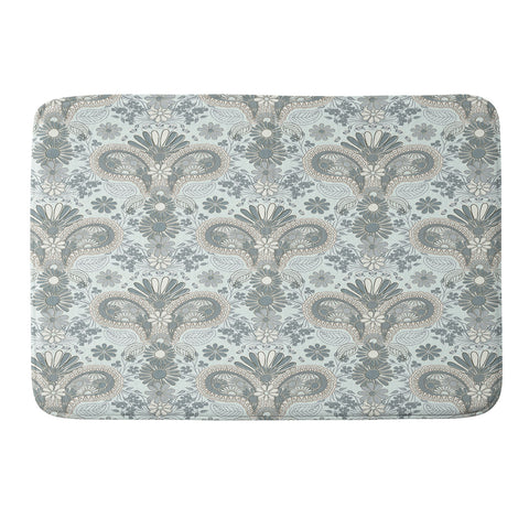 Jenean Morrison Paisley Damask Blue Memory Foam Bath Mat