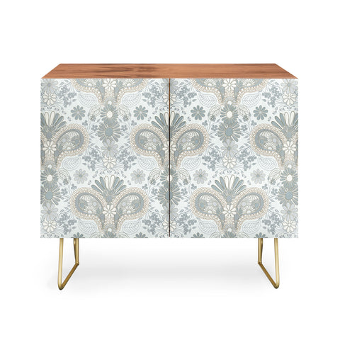 Jenean Morrison Paisley Damask Blue Credenza