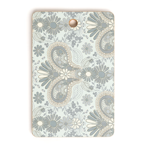 Jenean Morrison Paisley Damask Blue Cutting Board Rectangle