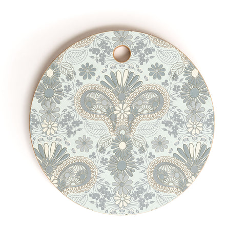 Jenean Morrison Paisley Damask Blue Cutting Board Round