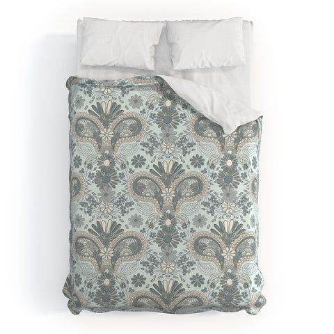 Jenean Morrison Paisley Damask Blue Duvet Cover