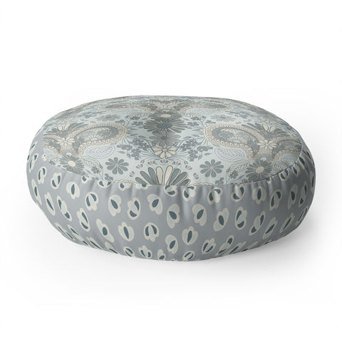 Jenean Morrison Paisley Damask Blue Floor Pillow Round