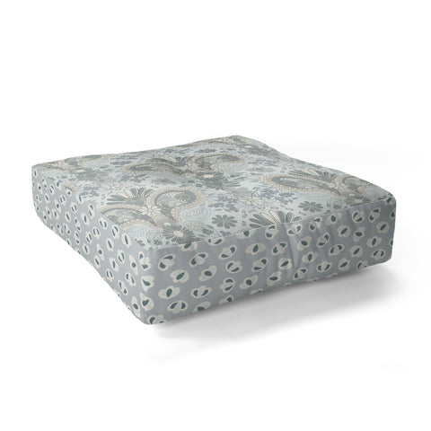 Jenean Morrison Paisley Damask Blue Floor Pillow Square