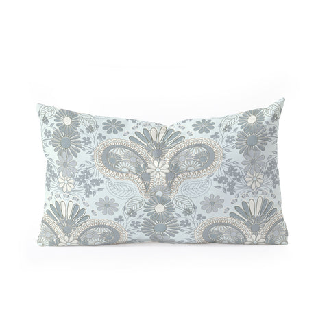 Jenean Morrison Paisley Damask Blue Oblong Throw Pillow