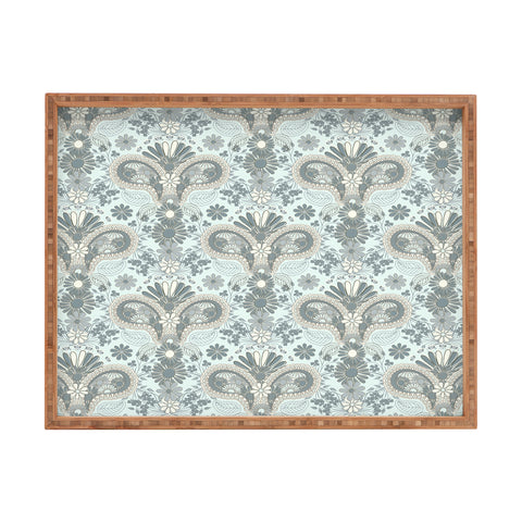 Jenean Morrison Paisley Damask Blue Rectangular Tray