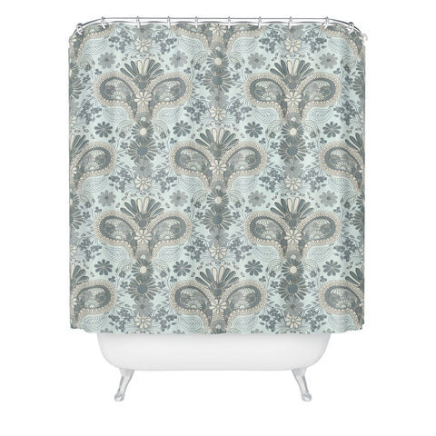 Jenean Morrison Paisley Damask Blue Shower Curtain