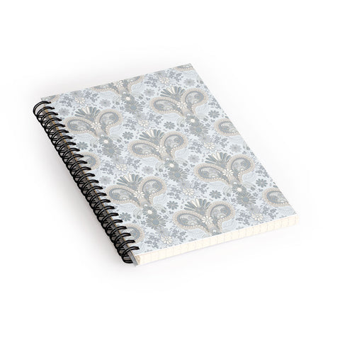Jenean Morrison Paisley Damask Blue Spiral Notebook