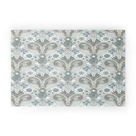 Jenean Morrison Paisley Damask Blue Welcome Mat