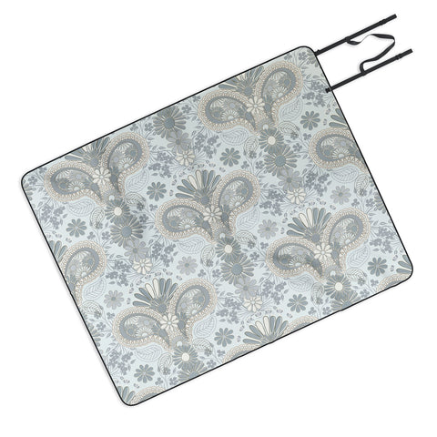Jenean Morrison Paisley Damask Blue Picnic Blanket