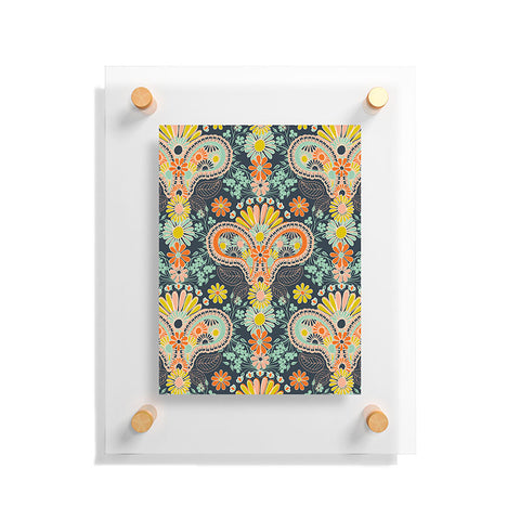 Jenean Morrison Paisley Damask in Navy Floating Acrylic Print