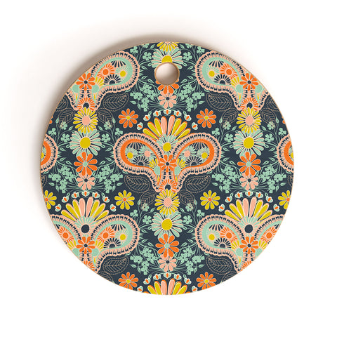 Jenean Morrison Paisley Damask in Navy Cutting Board Round