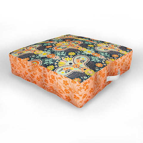 Jenean Morrison Paisley Damask in Navy Outdoor Floor Cushion