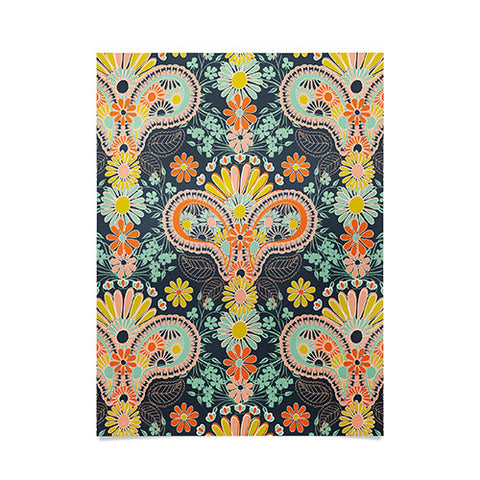 Jenean Morrison Paisley Damask in Navy Poster