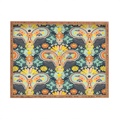 Jenean Morrison Paisley Damask in Navy Rectangular Tray