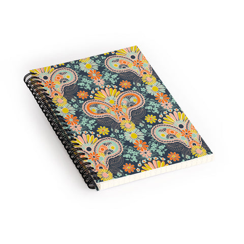 Jenean Morrison Paisley Damask in Navy Spiral Notebook