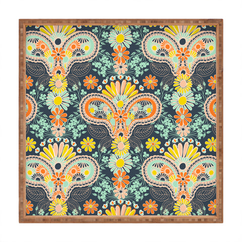 Jenean Morrison Paisley Damask in Navy Square Tray