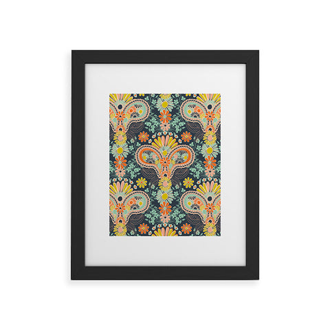 Jenean Morrison Paisley Damask in Navy Framed Art Print