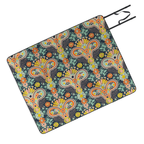 Jenean Morrison Paisley Damask in Navy Picnic Blanket