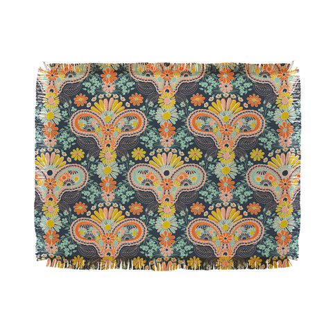 Jenean Morrison Paisley Damask in Navy Throw Blanket