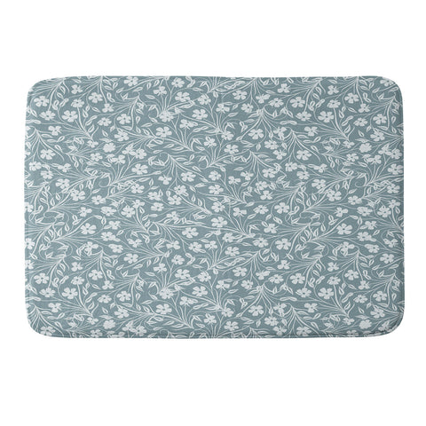 Jenean Morrison Pale Flower Blue Memory Foam Bath Mat