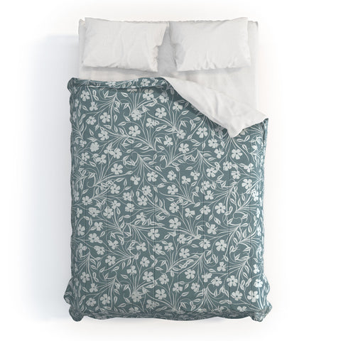 Jenean Morrison Pale Flower Blue Comforter