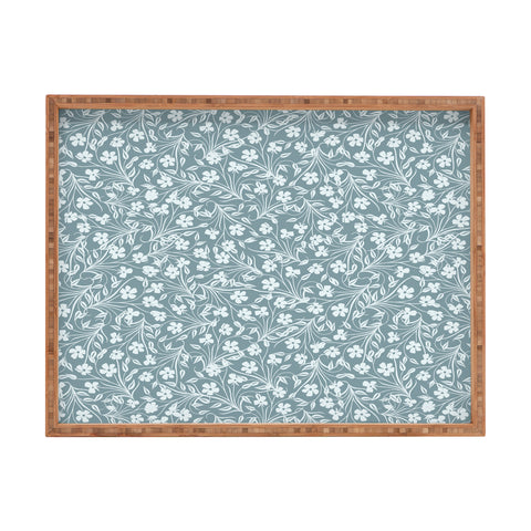 Jenean Morrison Pale Flower Blue Rectangular Tray