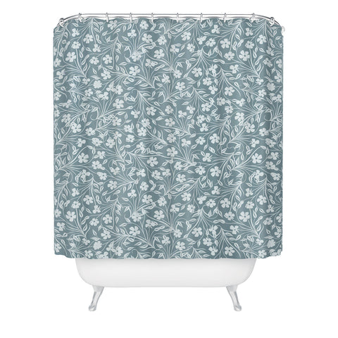 Jenean Morrison Pale Flower Blue Shower Curtain