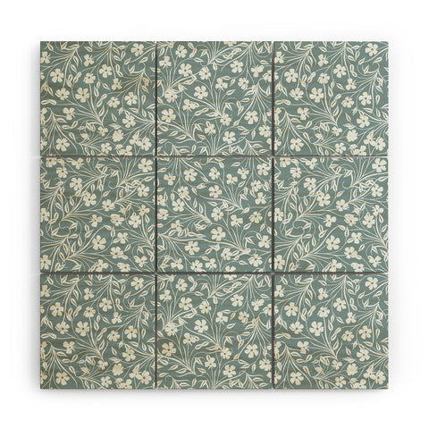 Jenean Morrison Pale Flower Blue Wood Wall Mural