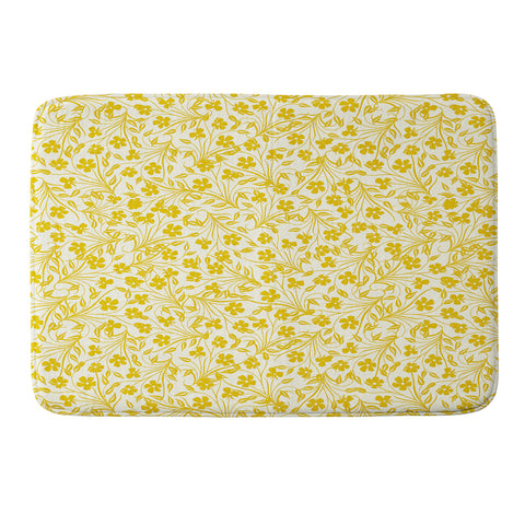 Jenean Morrison Pale Flower Yellow Memory Foam Bath Mat