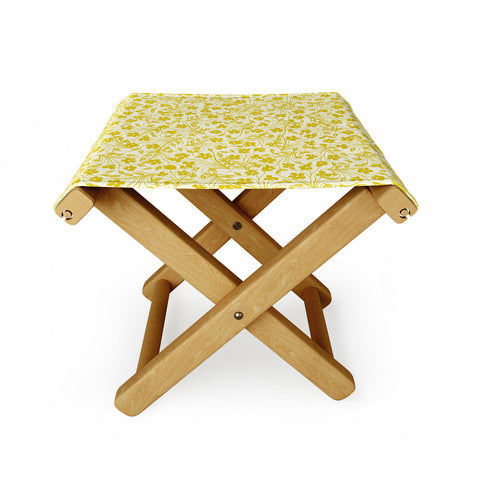 Jenean Morrison Pale Flower Yellow Folding Stool