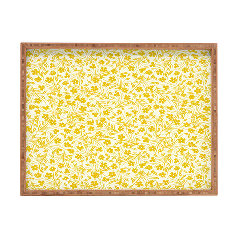 Jenean Morrison Pale Flower Yellow Rectangular Tray