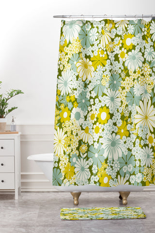 Jenean Morrison Peg in Faded Blue Shower Curtain And Mat