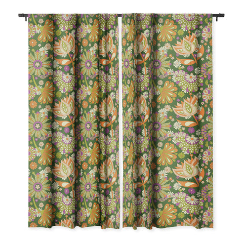 Jenean Morrison Perennial Garden Green Blackout Window Curtain