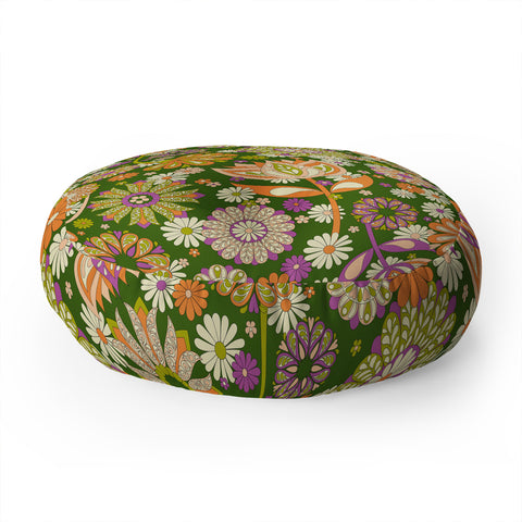 Jenean Morrison Perennial Garden Green Floor Pillow Round