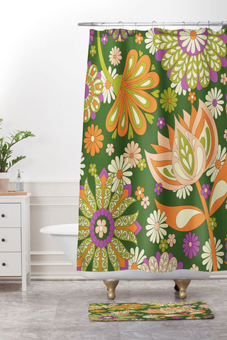 Jenean Morrison Perennial Garden Green Shower Curtain And Mat