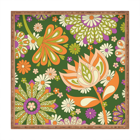 Jenean Morrison Perennial Garden Green Square Tray