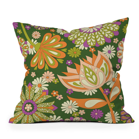 Jenean Morrison Perennial Garden Green Throw Pillow