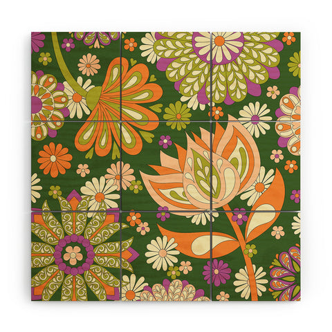 Jenean Morrison Perennial Garden Green Wood Wall Mural