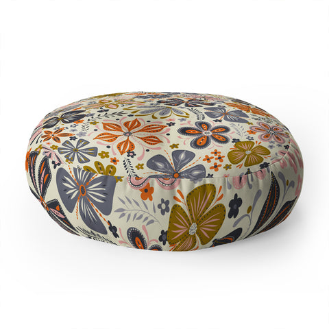 Jenean Morrison Petal Pop in Blue Floor Pillow Round